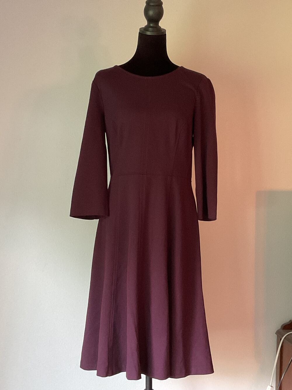 NWT Eliza J Burgundy Sheath Dress Womens 10 Long Sleeve Business Work Corporate